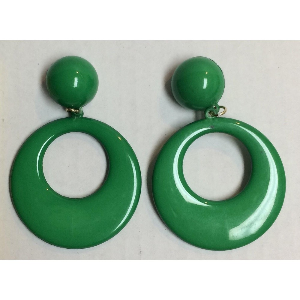 VTG Traditional Flamenco Large Hoop Earrings NOS Green